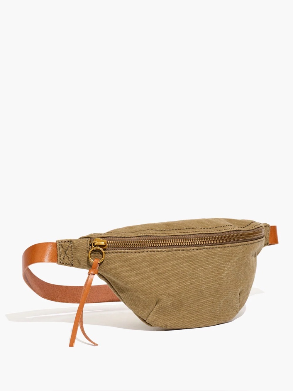 Madewell Camel Brown Leather Trim Crossbody Fanny Bag
